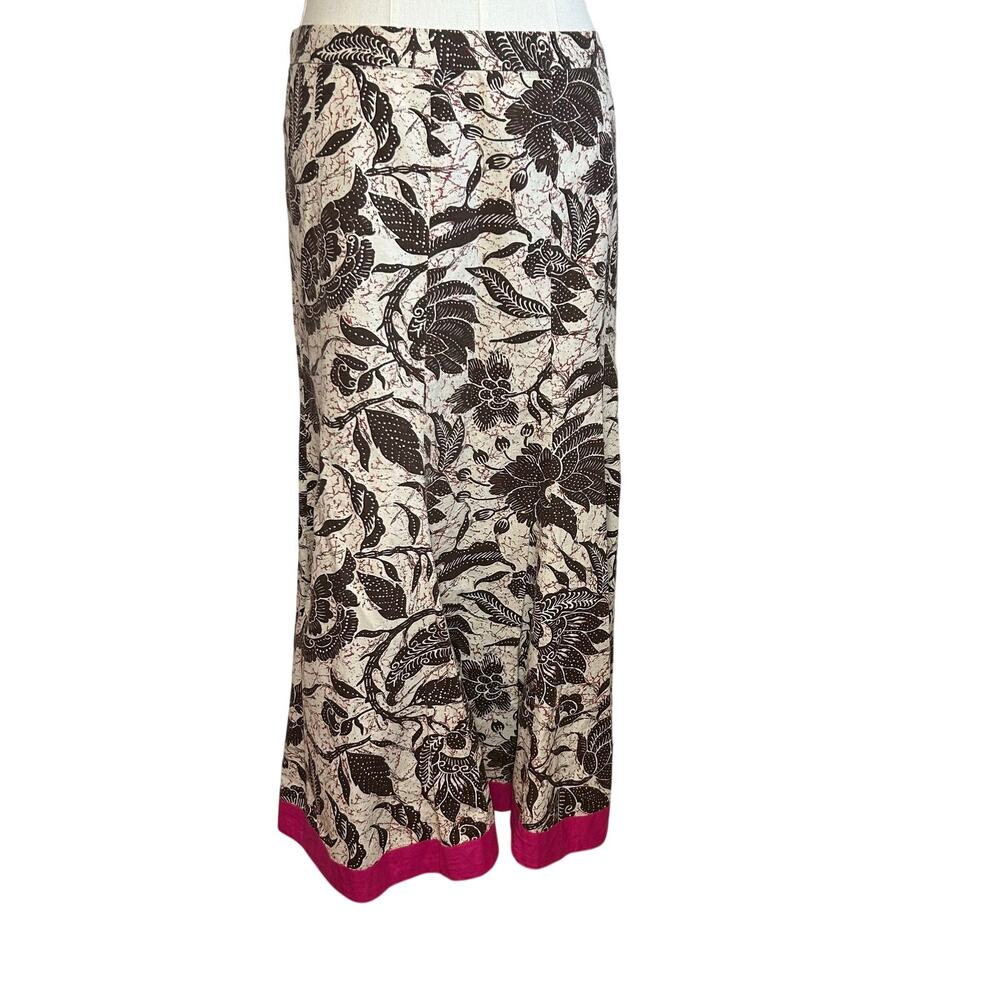 VTG Y2K Old Navy Brown Pink Floral Midi Skirt Boho Grunge Whimsigoth Retro